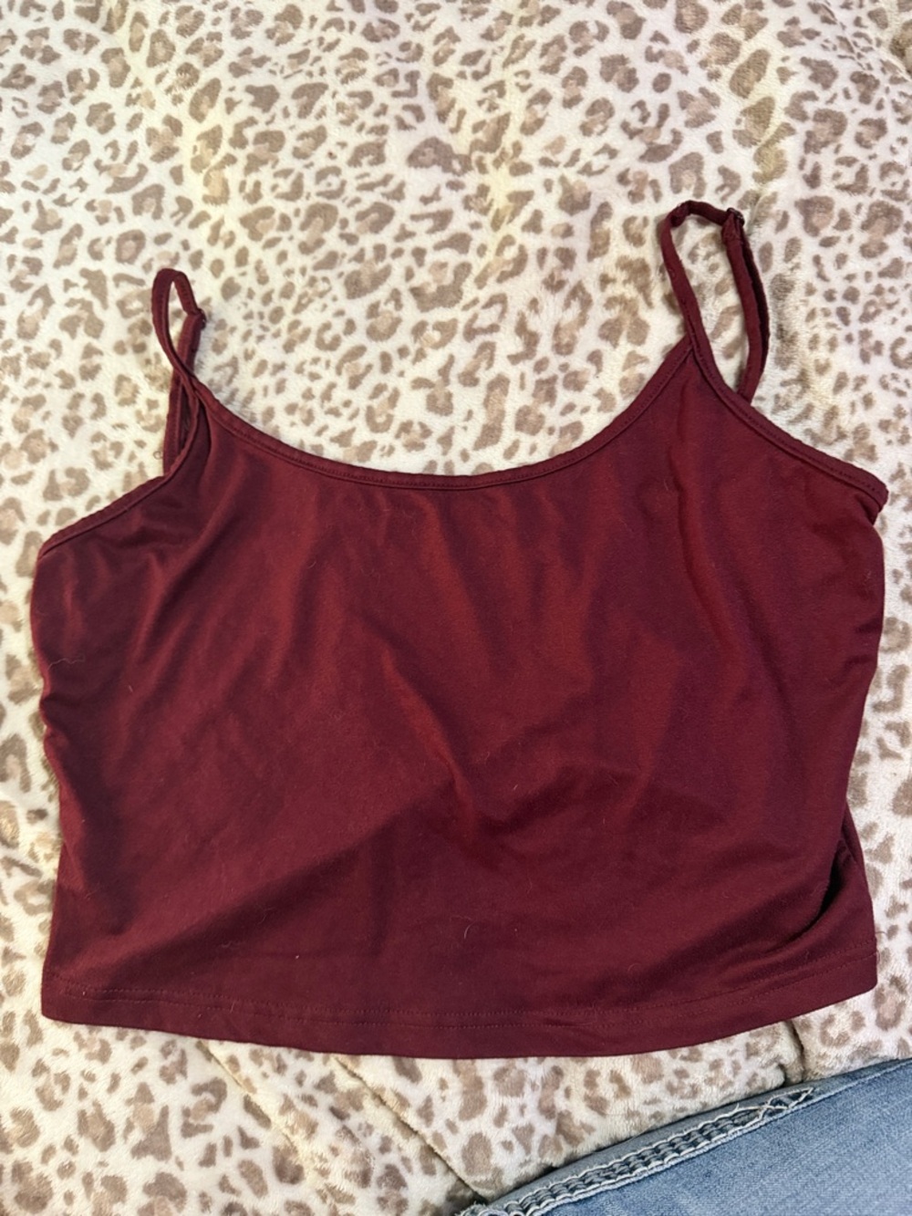 Women’s Burgundy Spaghetti Strap Crop Tank Top